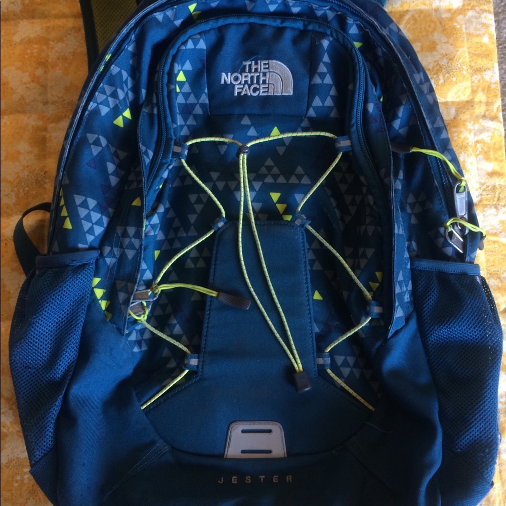 Northface Jester backpack! Blue and bright yellow.